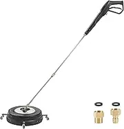 FOOCO Commercial Grade Pressure Washer Surface Cleaner for Gas Power Washer, Anti-Rust Coating, Stainless Steel Rotating System, 4 Spray Nozzles, Pressure Washer Gun & 2 Extension Wands - 5000 PSI