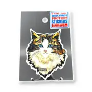 Maine Coon Sticker Majestic Cat Blue Eyes Staring Quirky Japan B-Side Label