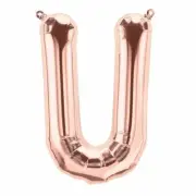 Small Rose Gold Letter U Foil Balloon Pk 1 (Air Inflation Only)