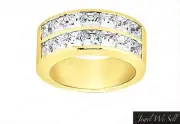 1.40ct Diamond Wedding Band Ring 14k Yellow Gold Princess Cut Channel Set I SI2