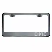 Titanium Gun Metal License Plate Frame CIVIC Laser Etched Metal Screw Cap (for: Honda Civic)