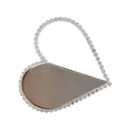 Nevenka Womens Evening HandBag Heart Shape Rhinestone Clutch Purse-Gray