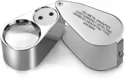 40X Jewelers Loupe Jewelry Loop Coin Magnifier Light Pocket LED Magnifying Glass