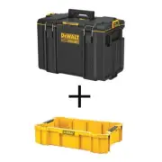 DEWALT Tool Box Auto-Connect Side Latches+Padlock Eye W/Deep Tool Tray Black