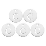 Alphabet Letter Charm Letter C 12mm(1/2") Round Alphabet Charm Silver Tone 5 Pcs