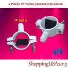 2 Drain Clamp 1/4" Quick Connect Push In Water Filter RO Reverse Osmosis System