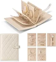 Vlando Teacher Gifts for Women,Travel Jewelry Organizer Case,Jewelry Storage Book Ring Binder with Clear Zipper Velvet Jewelry Pouches Bags for Rings,Necklace,Earrings-Cream White