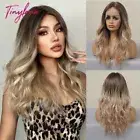 Long Wavy Synthetic Lace Front Hair Wigs Mid-Length Brown Blonde Ombre Lace Wig