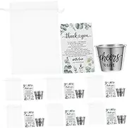 Zerodeko 12 Sets Stainless Steel Shot Glass with Thank You Cards and Organza Bags Elegant Wedding Party Favors for Engagements Bulk Shot Glasses for Guests