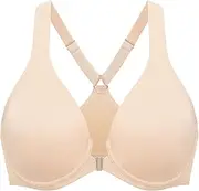 [DELIMIRA] Women's Underwire Support Unlined Front Close Racerback Plunge Bra
