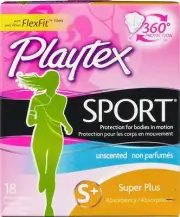 Playtex Sport Flex-Fit Technology Super Plus Absorbency Unscented Tampons 18 Ct