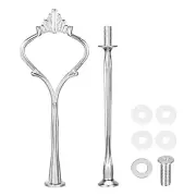 1 Set Cake Tray Stand Handle Plate Hardware Fitting, 2-Tiers Crown Silver