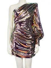 One-Shoulder Sequin Mini Dress
