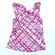 New Chloe Kristyn Gingham Tank Top Drape Neck Pink Ombre Size Medium