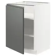 METOD base cabinet with shelves, white/Voxtorp dark grey, 60x60x80 cm