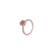 (W) Pandora Sparkling Crown Solitaire Ring Rose Gold Plated Pink