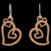 Wooden Koru Heart Earrings by Kristal Thompson Medium = 30mm Long (1.2 Inches) P