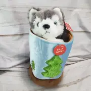 Aurora Wolf Husky Dog Pop Up Hand Puppet Plush Toy 10 Inch 2015 New
