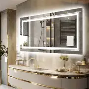 Anti-Fog LED Bathroom Mirror with 2-Way Mount