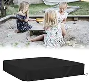 HAOMEEDUO Sandpit Covers Sandpit Cover Tarpaulin Waterproof 210D Oxford Fabric Sandpit Tarpaulin Sand Pit Cover with Drawstring Storage Bag for Sandpit (125 x 125 cm, Black)