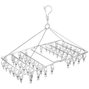 Folding Sock Dryer with 52 Peg, Stainless Steel Swivel Drying Rack Windproof ...