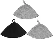 PAMINGONO 3pcs Wool Felt Sauna Hat for Men Women Quick Drying Soft Bath Hair Cover Absorbent Heat Resistant Cap for Steam Room Banya Use Durable Stylish Design
