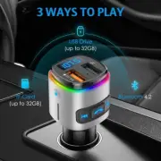 Fast Car Charger Bluetooth FM Transmitter Wireless Handsfree Calling LED Backlit
