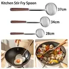 Wood Handle Cooking Spatula Stainless Steel Cooking Spoon Kitchen Tools
