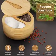 Salt Pepper Bowls Bamboo Pepper Salt Box 2 Compartments for Spice Pepper Salt◇