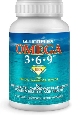 vGlucoflex Omega 3-6-9, Omegas from EPA/DHA Fish Oil for Joint Health, 30 servin