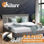 Oikiture Bed Frame Queen Double King Single Mattress Base Wooden Fabric Leather