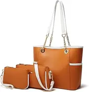 [FENGJINRUHUA] Women PU Leather Crocodile Print Handbag Shoulder Bag Clutch Handle Satchel Tote Square Purse 3 Set