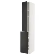 METOD / MAXIMERA hc w p-o func 3drw/1dr/2shlv, white/Nickebo matt anthracite, 40x60x240 cm
