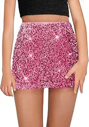 [CharmWM] Girls Sequin Skirt Kids Fashion High Waisted Sparkle Glitter Party Short Dress Mini Skirts 5-14 Years