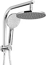 Cefito Shower Head, 9" Rain Hand Showers Rail Taps Holder Handheld Showerhead Bath Accessories Bathroom Set Fixtures Wall, with Stainless Steel Water Hose High Pressure Portable Silver