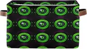 Psychedelic Green Eyes Open Storage Bins with Handle, Collapsible Nursery Organizer Bin