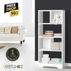4 Tiers Bookshelf Display Bookcase Sleek storage Ample Space Sturdy base White