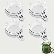 XXWZJH Dipping Dish with Handle，Dip Soy Sauce Dishes & Bowl Small Cups with Handle for Sushi, Tomato Sauce, Holder, Ketchup, Sizzling Spice, BBQ -Chip and Dip Serving Bowl Set (White)