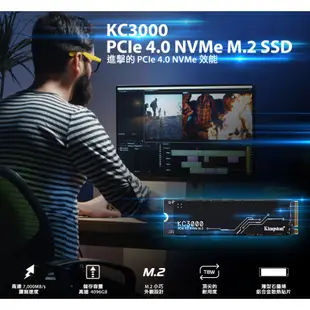 Kingston 金士頓 KC3000 1TB Gen4 PCIex4 M.2 2280 SSD 固態硬碟