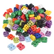 Cord Locks Set,100 Pack Oval Multicolor Spring Toggle Stopper for Drawstring Bag