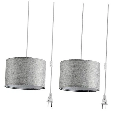 2 Pack Plug in Pendant Light, Hanging Light with 15Ft Clear Cord, On/Off
