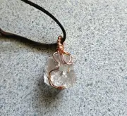 Clearlake Diamond Pendant Wraped In Copper On A Leather Cord Hand Made 26ct