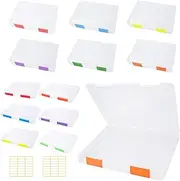 Olutacot 12 Pcs Clear A4 A5 File Box Document Plastic Storage Box with 48 Labels File Holder Organizer Paper Plastic Case Magazine Protector with Buckle Office School Supplies