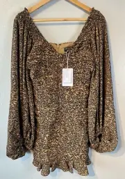 Ted Baker Wyatte Bodycon Mini Dress Women's Brown Size 0/2 Animal Print New