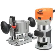 Wood Router, 1.25HP 800W, Compact Wood Trimmer Router Combo Tool with Plunge and Fixed Base, 30000RPM 6 Variable Speeds, with 1/4'' & 5/16'' Collets Dust Hood, for Woodworking Slotting