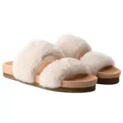 Tory Burch Sheldon Shearling Two Band Slide, Size 7