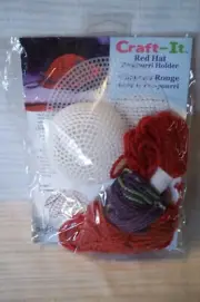 PLASTIC CANVAS KIT - NEW- RED HAT POTOURRI HOLDER