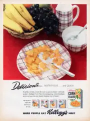 Advertisement For Kelloggs Corn Flakes Breakfast Cereal 1950s era Photo