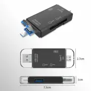 6-in-1 USB 3.0 Card Reader Mini Type-C TF-SD Card Reader OTG Adapter Accessory