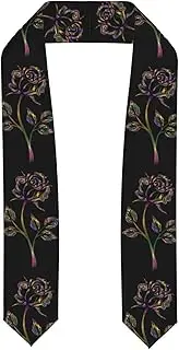 [EdWal] black and gold flowers print Graduation Stole and Sash Class for Unisex Adult Honor Stole Honor Stole of 2025